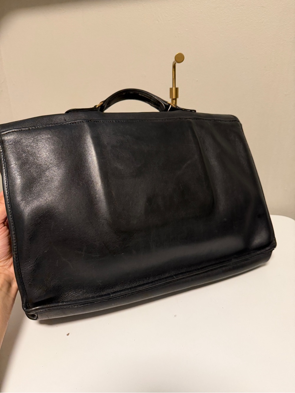 Vintage Coac Leather Briefcase with 2 Front Pocket - Picture 10 of 16